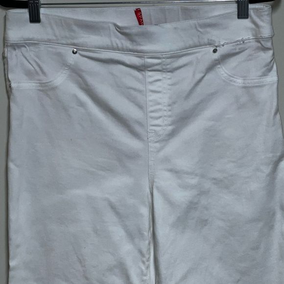 Spanx White Denim crop Flare Raw Hem Jeans Womens Sz XL - Picture 5 of 9